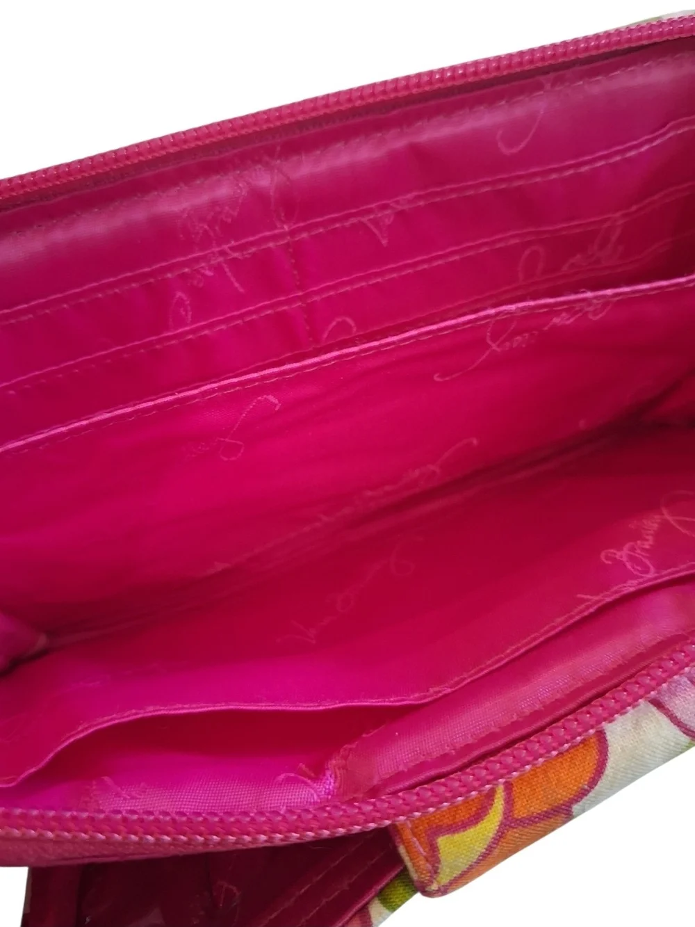 Vera Bradley Pink Orange Floral Quilted Zip Around Wallet - Picture 6 of 6